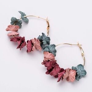 Womens Flower Hoop Earrings